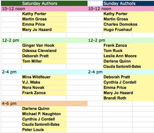Author's Schedule for the Greater Los Angeles Writers Society at the Festival of Books