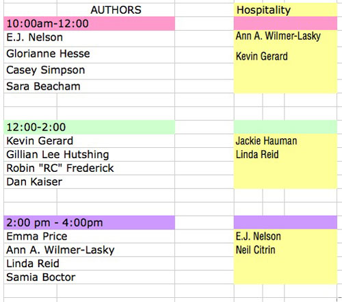 Authors Schedule