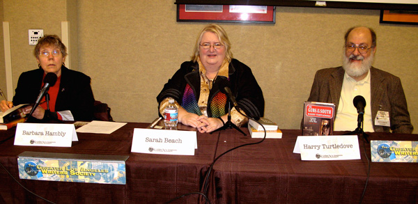 Barbara Hambly, Sarah Beach and Harry Turtledove at the Greater Los Angeles Writers Society